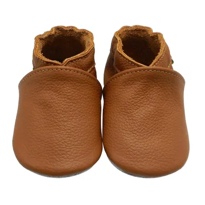 Produktbild von YALION® Baby Krabbelschuhe aus Echtleder, weiche Lauflernschuhe für Mädchen & Jungen, rutschfeste Ledersohle, Braun, Größe L (12–18 Monate)