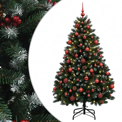 Produktbild von vidaXL Künstlicher Weihnachtsbaum Grün mit Kugeln 150 cm 150 LEDs