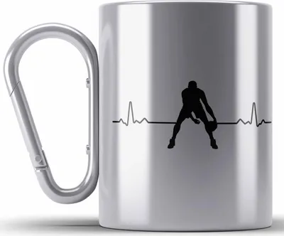 Produktbild von Trendation - Basketball Edelstahl Tasse Karabiner Geschenk Basketballspieler Coach Trainer Geschenkidee Lustige Edelstahl Tasse Karabiner Basketballer Jungs Jungen (Silber)