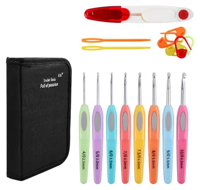 Immagine prodotto di INF Set uncinetti multicolore acciaio inox manici TPR per uncinetto 8 pezzi