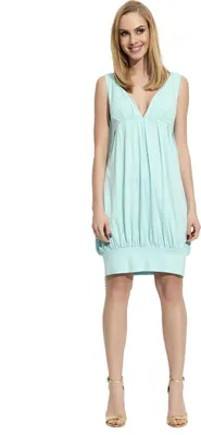 Immagine prodotto di Abito donna di media lunghezza con profondo scollo a V e arricciature; verde menta M (38)