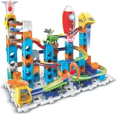 Image de Circuit à Billes Interactif VTECH Marble Rush Rocket Set Electronic M100E, 79 Pièces, 10 MarbleBilles, Thème Espace, 4+ Ans