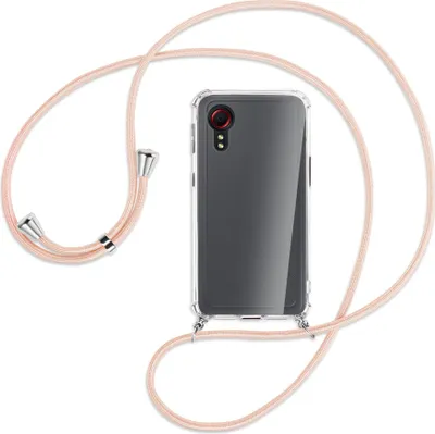 Produktbild von Handykette Backcover-Schutzhülle mit Band (Metall silberfarben) für Samsung Galaxy Xcover 5 (G525) - rose peach