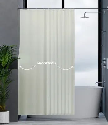Produktbild von ovimar Magnetischer Duschvorhang Kjelfossen beige waschbar schnelltrocknend anti Schimmel Duschvorhang 180 x 200 cm Vorhang Blickdicht für Badewanne oder Dusche