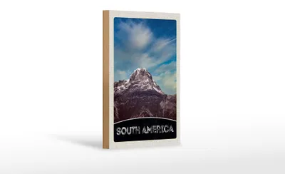 Produktbild von Holzschild Reise 12x18 cm Süd Amerika Gebirge Natur Schnee