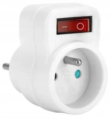 Zdjęcie produktu dla Rozgałęźnik wtyczkowy z uziemieniem i wyłącznikiem 1-gniazdo biały Elgotech RC-10W