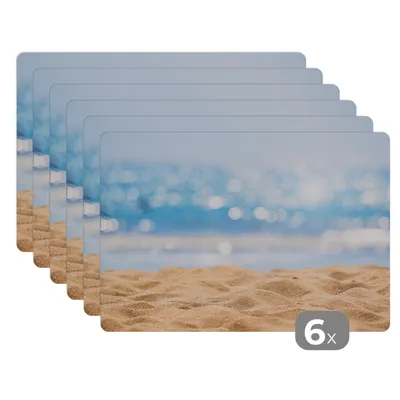 Obrázok produktu pre MuchoWow® Podložky Sada 6 podložiek Umývateľné podložky 30x45x0.3cm Pláž - more - piesok Podložka pod stôl Nekĺzavá a odolná voči teplu