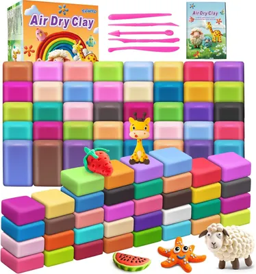 Productafbeelding van Modelleerklei set, 76 kleuren, 5 modelleergereedschappen, geschikt voor kinderen van 3-12 jaar, voor creatief spel