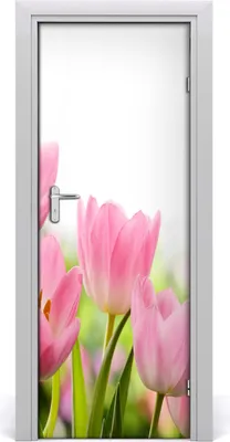 Produktbild von Tulup Türaufkleber 75x205 cm Dekorative Aufkleber Selbstklebend Wasserdichte Tapete Abnehmbar Schlafzimmer Wohnzimmer Wohnkultur - rosa Tulpen