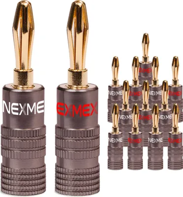 Produktbild von Bananenstecker 4mm schraubbar 14x Stecker vergoldet NEXMEX für Lautsprecherkabel