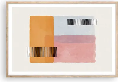 Produktbild von Gerahmtes Poster - Rahmen in heller Eiche - Aquarell Rechtecke Linien - 91,5x61 cm - Wand Bild - Wanddeko - Wandbilder - Kunstposter - Wandposter - Bilderrahmen - Bilder - Kunstdruck - P2NAA91x61-4669