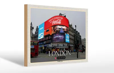 Produktbild von Holzschild Städte London Piccadilly Circus England 30x20cm