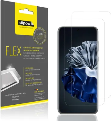 Produktbild von 2x Schutzfolie für Huawei P60 Pro Folie, 100% Displayabdeckung, dipos Flex
