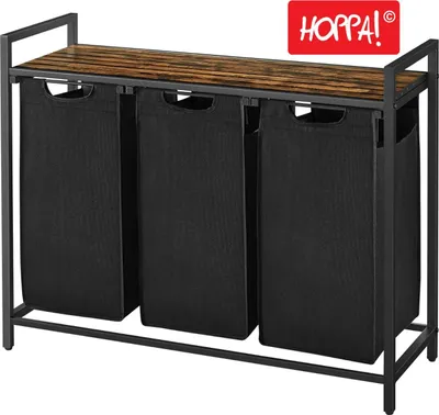Produktbild von Hoppa! | Wäschekorb | 3 x 10 Gallonen Wäschesortierer mit Ablage