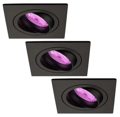 Produktbild von Ledvion 3er Set LED Einbaustrahler Schwarz RGB dimmbar