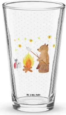 Produktbild von Mr. & Mrs. Panda Glas Bär & Marienkäfer Lagerfeuer - Transparent - Geschenk, Cocktailglas, Glasbecher, Teddy, Bierglas, Longdrinkglas, Tumbler