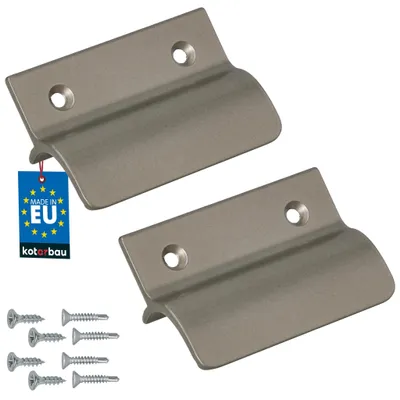 Produktbild von KOTARBAU® 2er Set Balkontürgriff außen 65x45mm Terrassentürgriff mit Steg Fenstergriff zum Aufschrauben Balkontüren Griff Aluminium Silber