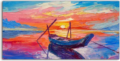 Produktbild von Coloray Canvas 120x60  Wandbild Leinwand Bilder Boot Wasser Sonne Himmel Landschafts