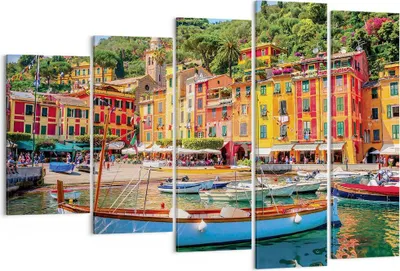 Produktbild von Bild auf Leinwand - Leinwandbild - 5 Teile - Weihnachtsmann Margherita Ligure - 150x100cm - Wand Bild - Wanddeko - Wandbilder - Leinwanddruck - Bilder - Wanddekoration - Leinwand bilder EG150x100-4232
