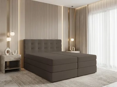 Produktbild von AX LIVING Finike Boxspringbett 180x200 cm mit Topper, Doppelbett, Braun