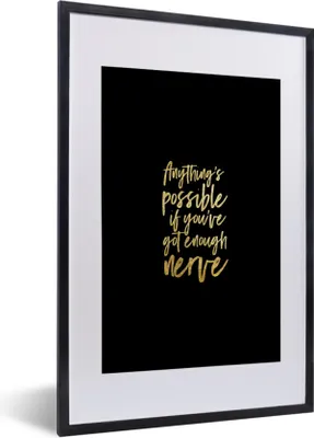 Produktbild von MuchoWow® Gerahmtes Poster Zuversicht - Gold - Schwarz - Zitat 40x60 cm - Poster mit Schwarzem Bilderrahmen Wandposter Rahmen Foto Bilder - Poster in Rahmen