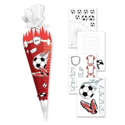 Produktbild von itenga DEKO-SET für SCHULTÜTE FUSSBALL rot weiss