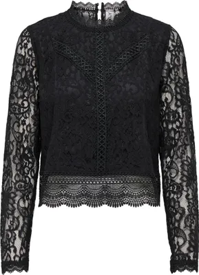 Produktbild von Bluse Rundhals Regular Fit Spitzendetail | S