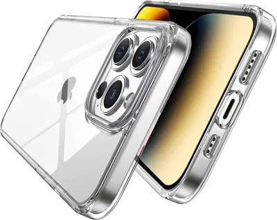 A clear protective case for an Apple iPhone 11 Pro is shown diagonally, with the phone inside.