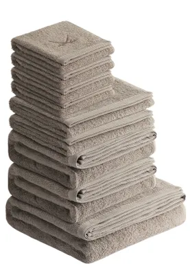 Produktbild von Sansibar Sylt Handtuch Set Frottier-Serie Classic Nr. 6 (Set, 9-tlg), taupe