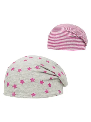 Produktbild von Rosa Wende-Beanie mit Stern- und Streifenmuster