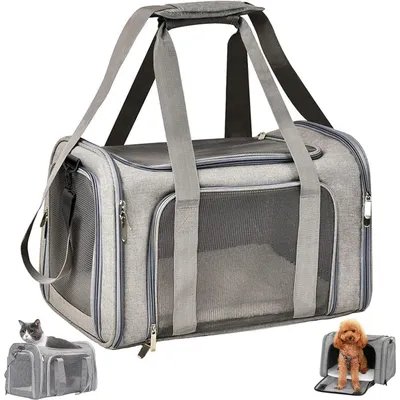 Zdjęcie produktu dla Torba transportowa dla kota i psa, składana, wymiary: 50 x 34 x 34 cm, kolor: szary