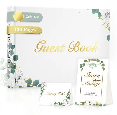 Gästebuch Hardcover, Goldfolie, 60 Blatt, 14×20 cm