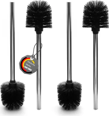 Produktbild von BigDean 4 Stück Klobürste Schwarz – Toilettenbürste abnehmbar mit robusten Borsten, Abnehmbare Bürstenköpfe, WC Bürsten mit 9cm Durchmesser, Klobesen