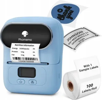 Zdjęcie produktu dla Phomemo M110 Drukarka Termiczna Bluetooth 20-50mm do Etykiet Samoprzylepnych Naklejek Zdjęć Notatek Grafik / Niebieski