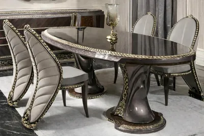 Immagine prodotto di Set da pranzo di design in grigio: robusto tavolo da pranzo con 4 eleganti sedie