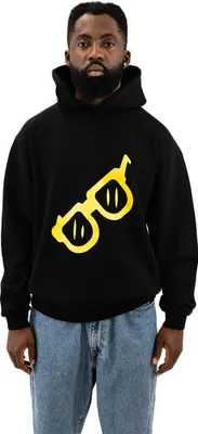 Image de Sweatshirt noir surdimensionné avec motif de lunettes à la mode, élégant et confortable, S