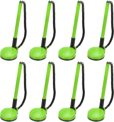 Productafbeelding van Veilige pen met zelfklevende ketting - Set van 8 - Receptietelpennen - Desktoppen - Zwarte inktvullingen voor bureau