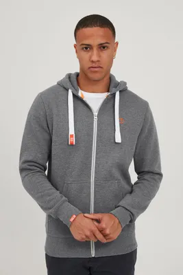 Produktbild von Solid SDBennZip Herren Sweatjacke Kapuzenjacke Hoodie mit Kapuze Reißverschluss Kordelzug Label-Details Baumwollmischung Regular fit