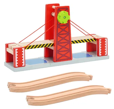Immagine prodotto di Omgoods - Ponte levatoio in legno per trenini, ideale per bambini