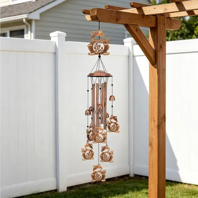Produktbild von Windgong aus Edelstahl, wetterbeständig, für Garten und Terrasse, hängende Windglocke