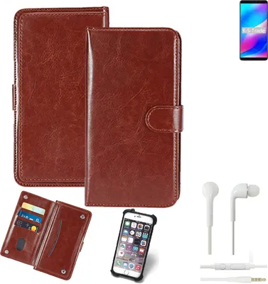 Produktbild von K-S-Trade 360° Hülle kompatibel mit Blackview Max 1 inkl. Headphones braun Kunstleder Case BookCase WalletCase Kunstlederederhülle Handyhülle,
