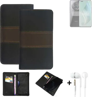 Produktbild von K-S-Trade Handyhülle + Kopfhörer kompatibel mit Honor Magic5 Pro Schutzhülle Walletcase Bookstyle Tasche Schutz Case Hülle Wallet Cover Kunstleder