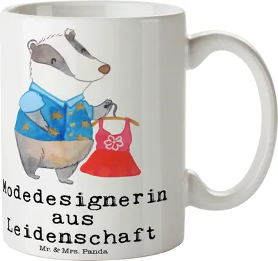 Produktbild von Mr. & Mrs. Panda Teetasse Modedesignerin Leidenschaft - Weiß - Geschenk, Pott, Kaffeebecher, Spruch, Kaffeetasse, Fashion Designerin, Witzig, Tasse, Lustig, Becher