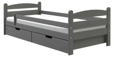 Produktbild von Masseno Kinderbett MARIS 90x200 cm mit Schublade, Rausfallschutz, Einzelbett für Mädchen und Jungs,Anthrazit