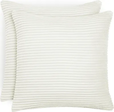 Immagine prodotto di Set di 2 fodere per cuscini 50x50 cm in velluto a coste - fodera per cuscino decorativo, fodera per cuscino con cerniera nascosta, come cuscino per divano, cuscino per divano o cuscino decorativo, bianco