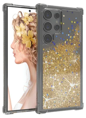 Produktbild von EAZY CASE - Glitzer Hülle kompatibel mit  Samsung Galaxy S24 Ultra Glitzer Schutzhülle, Soft Case, Backcover Transparent mit Motiv