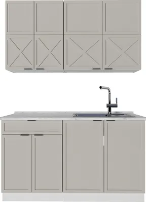 Produktbild von Singleküche Vicco Fame-Line GrauBeige/Weiß 140 cm , AP Marmor, Model 50532