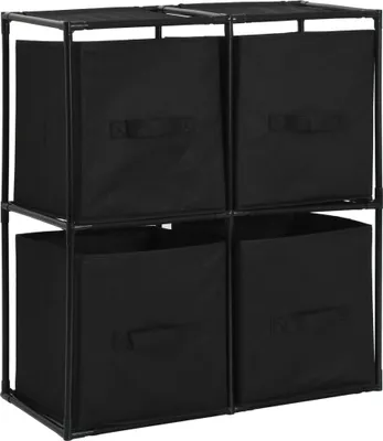 Obrázek produktu pro vidaXL Úložná skříň se 4 látkovými koši černá 63 × 30 × 71 cm ocelová