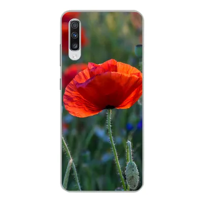 Produktbild von MuchoWow® Handyhülle Schutzhülle Hülle für Samsung Galaxy A70 Bunte Mohnblumen in den Niederlanden Silikon Softcase Handy Hülle - Schutzhaube