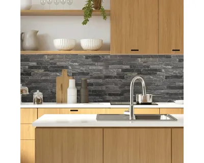 Produktbild von Küchenrückwand mySpotti Profix Black Bricks Steinwand 210 x 60 cm PX-21060-1247-HB
